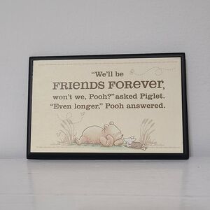 Hallmark Cream Black Winnie Pooh Friends For Ever Decorative Wall/Plaque Sign